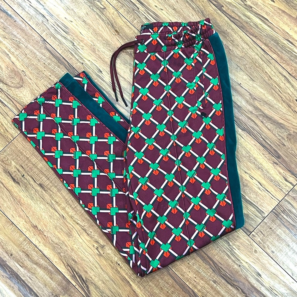 Maison Scotch & Soda Smarttarte Pants W/ Velvet stripe, Burgundy & Green, XS